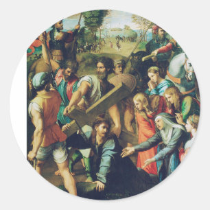 Raphael Spasimo Christ fällt unter dem Kreuz Kunst Runder Aufkleber