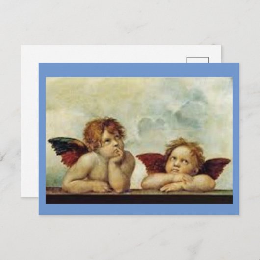 Raphael, Zwei-Engel-Malerei, Postkarte (Vorne/Hinten)