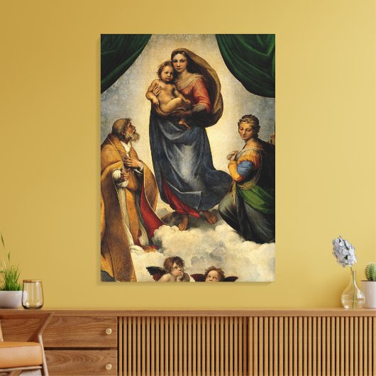 Raphael's Classic "Sistine Madonna" (ca. 1513) Leinwanddruck (Insitu (Wohnzimmer))