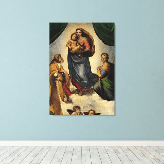 Raphael's Classic "Sistine Madonna" (ca. 1513) Leinwanddruck (Insitu (Holzboden))