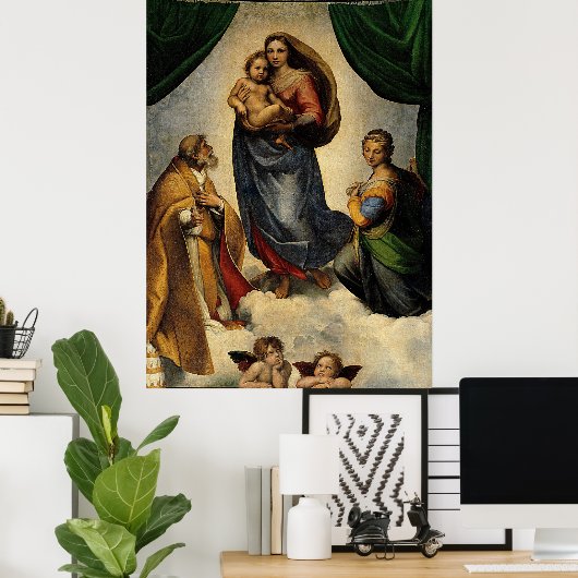 Raphael's Classic "Sistine Madonna" (ca. 1513) Poster (Heimbüro)