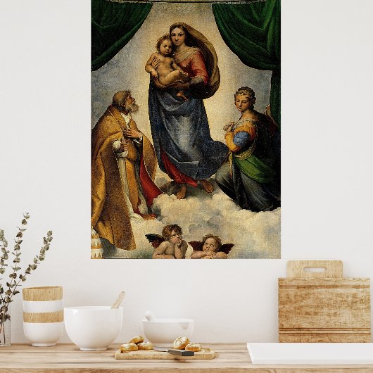 Raphael's Classic "Sistine Madonna" (ca. 1513) Poster (Küche)