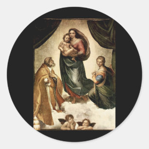 Raphael's Classic "Sistine Madonna" (ca. 1513) Runder Aufkleber