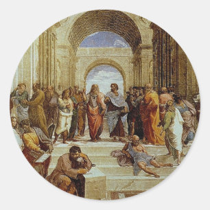 Raphaels "Die Schule von Athen" Detail um 1511 Runder Aufkleber