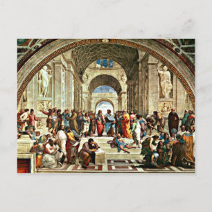 Raphaels Kunstwerk "School of Athens" Postkarte