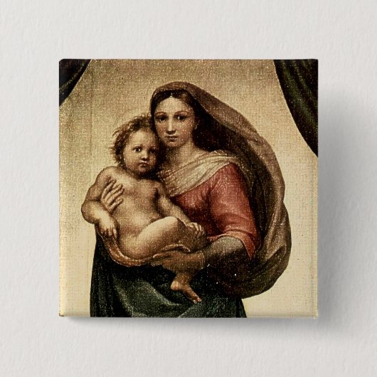 Raphaels "Sistina-Madonna" Detail (circa 1513) Button (Vorderseite)