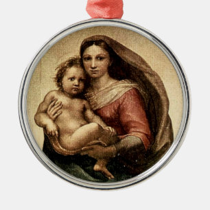 Raphaels "Sistina-Madonna" Detail (circa 1513) Silbernes Ornament
