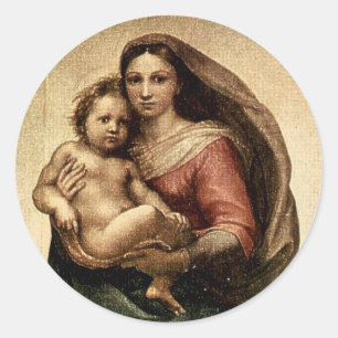 Raphaels "Sistina-Madonna" Detail (um 1513) Runder Aufkleber