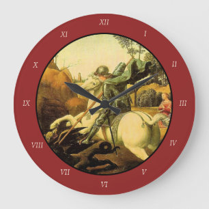 Raphael's "St. George and the Dragon" (ca. 1505) Große Wanduhr