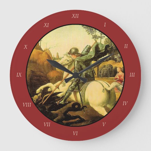 Raphael's "St. George and the Dragon" (ca. 1505) Große Wanduhr (Vorderseite)