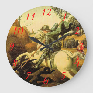 Raphael's "St. George and the Dragon" (ca. 1505) Große Wanduhr
