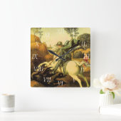 Raphael's "St. George and the Dragon" (ca. 1505) Quadratische Wanduhr (Zuhause)