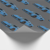 Rapid Blue C8 Corvette Sportwagen Handgezeichnet Geschenkpapier (Ecke)