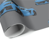 Rapid Blue C8 Corvette Sportwagen Handgezeichnet Geschenkpapier (Rolleneckpunkt)