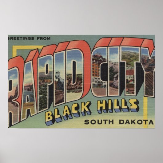 Rapid City, South Dakota - Große Briefmarkenszenen Poster (Vorne)