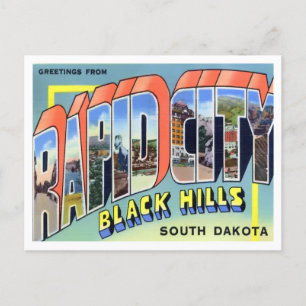 Rapid City, South Dakota Vintage Große Buchstaben Postkarte
