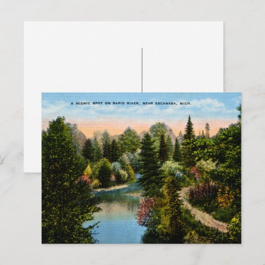 Rapid River Escanaba, Michigan Postkarte (Vorne/Hinten)