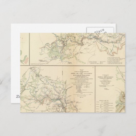 Rappahannock R, Chancellorsville, Fredericksburg Postkarte (Vorne/Hinten)