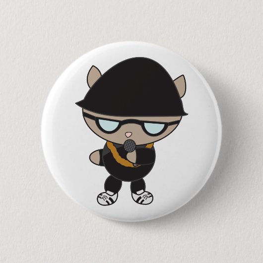 Rapper Cat in Bell Hat Button (Vorderseite)