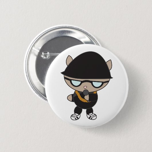 Rapper Cat in Bell Hat Button (Vorne & Hinten)