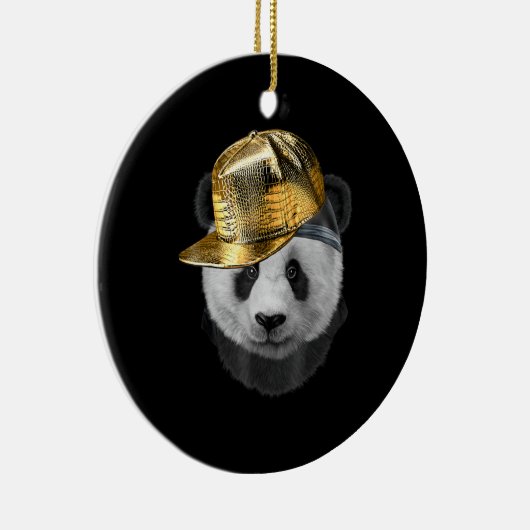 Rapper Giant Panda in Hip Hop Cap Keramik Ornament (Rechts)