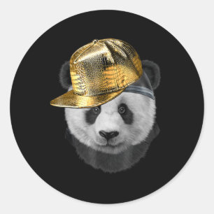 Rapper Giant Panda in Hip Hop Cap Runder Aufkleber