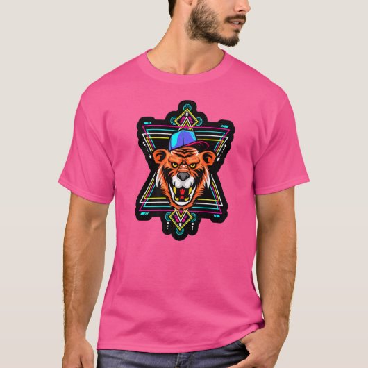 Rapper Tiger Sacred Geometry Fraktal Muster gut T-Shirt (Vorderseite)
