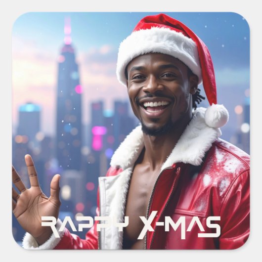 RAPPY X-MAS QUADRATISCHER AUFKLEBER (Vorderseite)