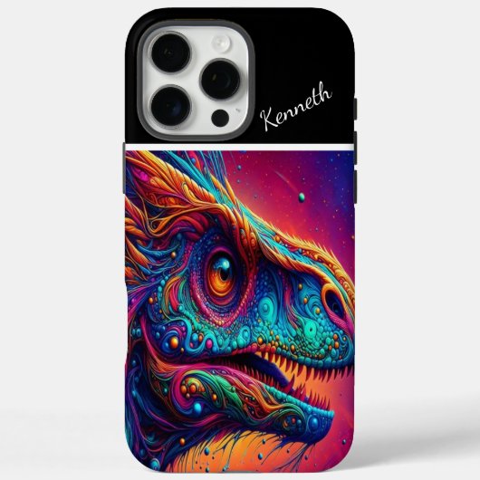 Raptor Cosmic Dinosaur Portrait Case-Mate iPhone Hülle (Rückseite)