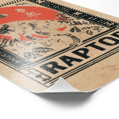 Raptor Dinosaur Japandi Art | Wabi Sabi Red Sun Fotodruck (Ecke)