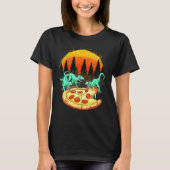Raptor Dinosaurier Eating Pizza T-Shirt (Vorderseite)