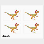 Raptor Funny Festive Velociraptor Xmas Dinosaurier Rechteckiger Aufkleber (Blatt)