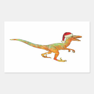 Raptor Funny Festive Velociraptor Xmas Dinosaurier Rechteckiger Aufkleber