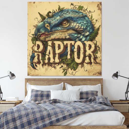 Raptor Grunge Portrait Leinwanddruck (Insitu (Schlafzimmer))