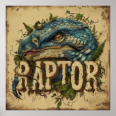 Raptor Grunge Portrait Poster (Vorne)