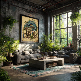 Raptor Grunge Portrait Poster