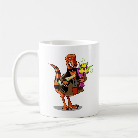 Raptor mit Flasche aus glühendem Wein und Blume Kaffeetasse (Links)