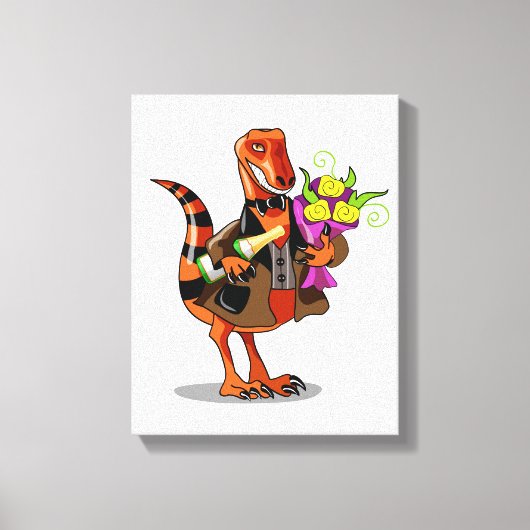 Raptor mit Flasche aus glühendem Wein und Blume Leinwanddruck (Vorderseite)