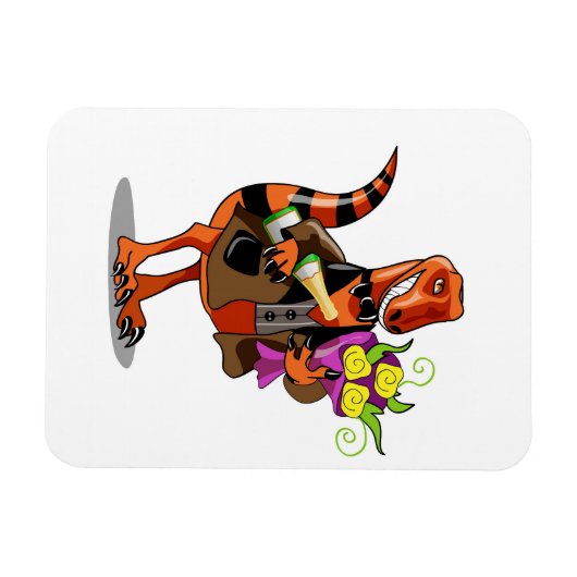 Raptor mit Flasche aus glühendem Wein und Blume Magnet (Horizontal)