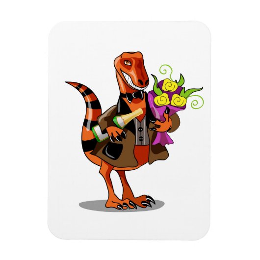 Raptor mit Flasche aus glühendem Wein und Blume Magnet (Vertikal)