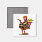 Raptor mit Flasche aus glühendem Wein und Blume Magnet (Vorderseite/Rückseite)