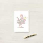 Raptor mit Flasche aus glühendem Wein und Blume Post-it Klebezettel (Auf Schreibtisch)