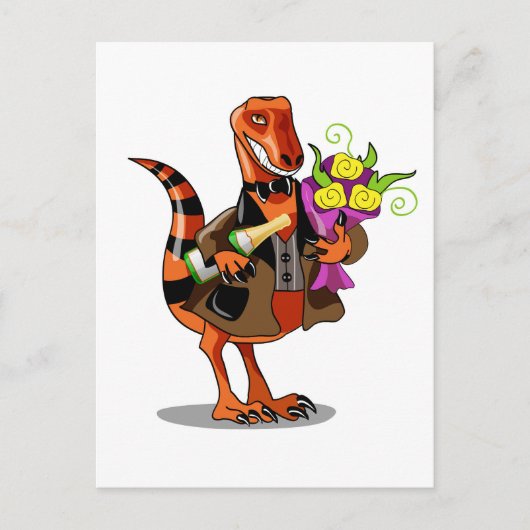 Raptor mit Flasche aus glühendem Wein und Blume Postkarte (Vorderseite)