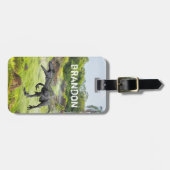 Raptor Velociraptor Dinosaurier Monogramm Gepäckanhänger (Vorderseite horizontal)