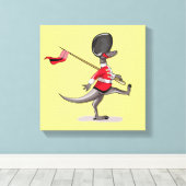 Raptor verkleidete sich als britische Garde. Leinwanddruck (Insitu (Holzboden))