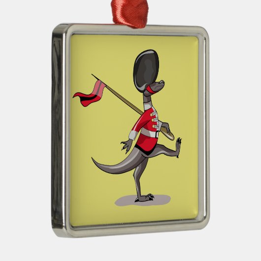 Raptor verkleidete sich als britische Garde. Ornament Aus Metall (Rechts)