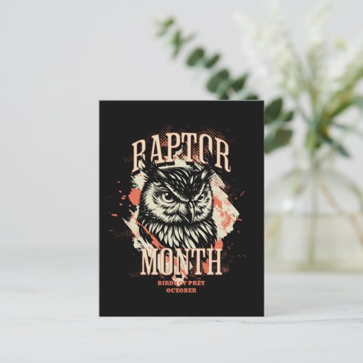 Raptormonat, Eule Postkarte (Stehend Vorderseite)