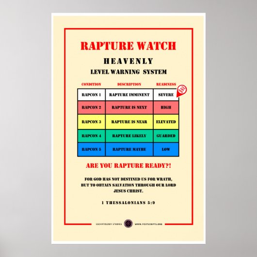 Rapture Alert Levels Poster (Vorne)