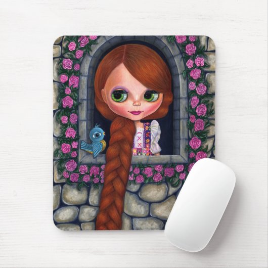 Rapunzel Big Eyes Girl Doll Niedlich Redhead Blueb Mousepad (Mit Mouse)