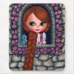 Rapunzel Big Eyes Girl Doll Niedlich Redhead Blueb Mousepad